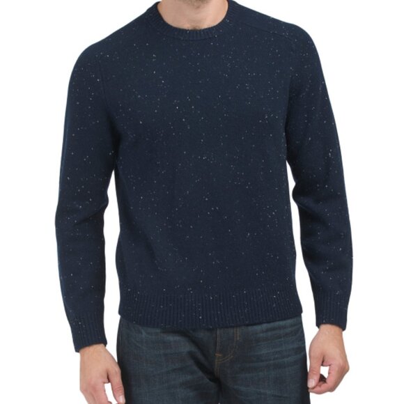 NEW THEORY Dinin Wool And Cashmere Crew Neck Sweater navy multi for men 1065tn - Picture 3 of 5